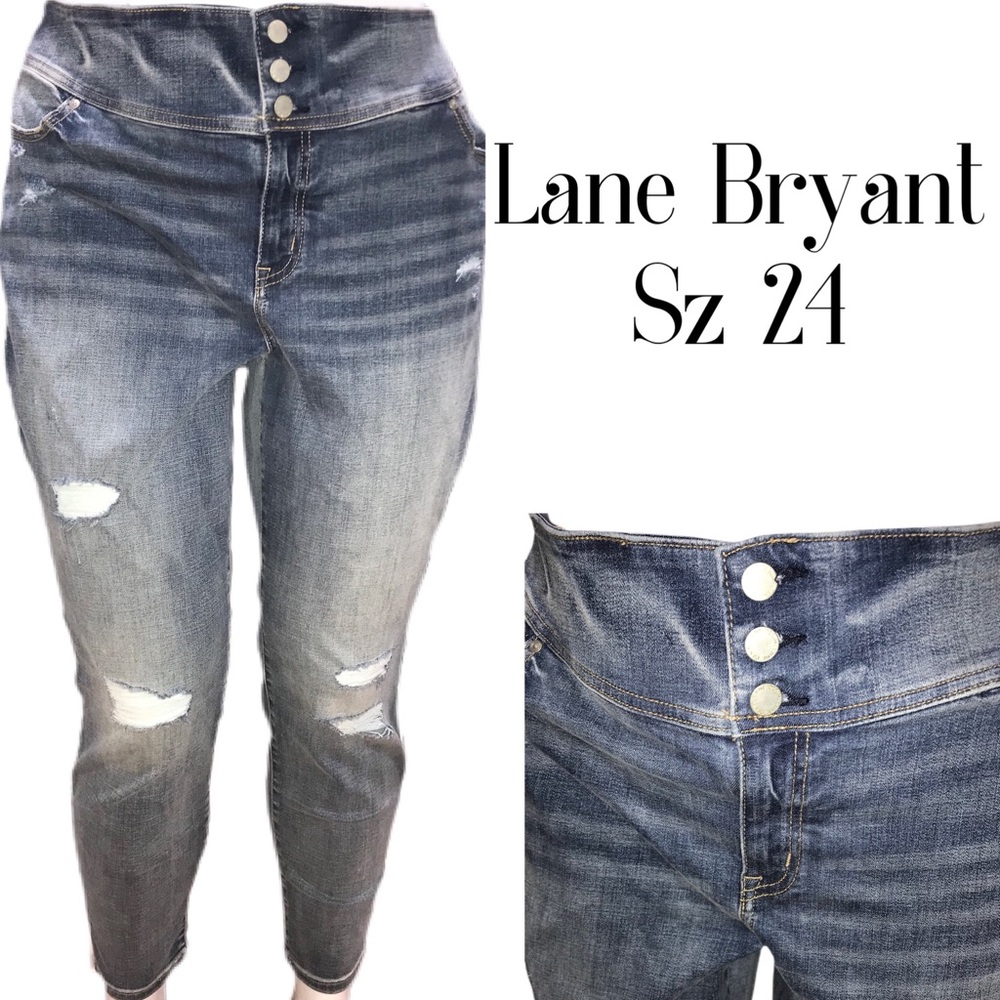 Lane Bryant sz 24 Women's Distressed Flex Magic Waistband Legging Jeans